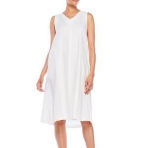 PHILOSOPHY 100% Linen White Dress large pockets summer vocation beach lagenlook